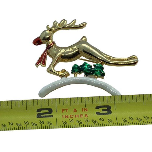 Gold Tone Rudolph Flying Reindeer Pin - Picture 4 of 6